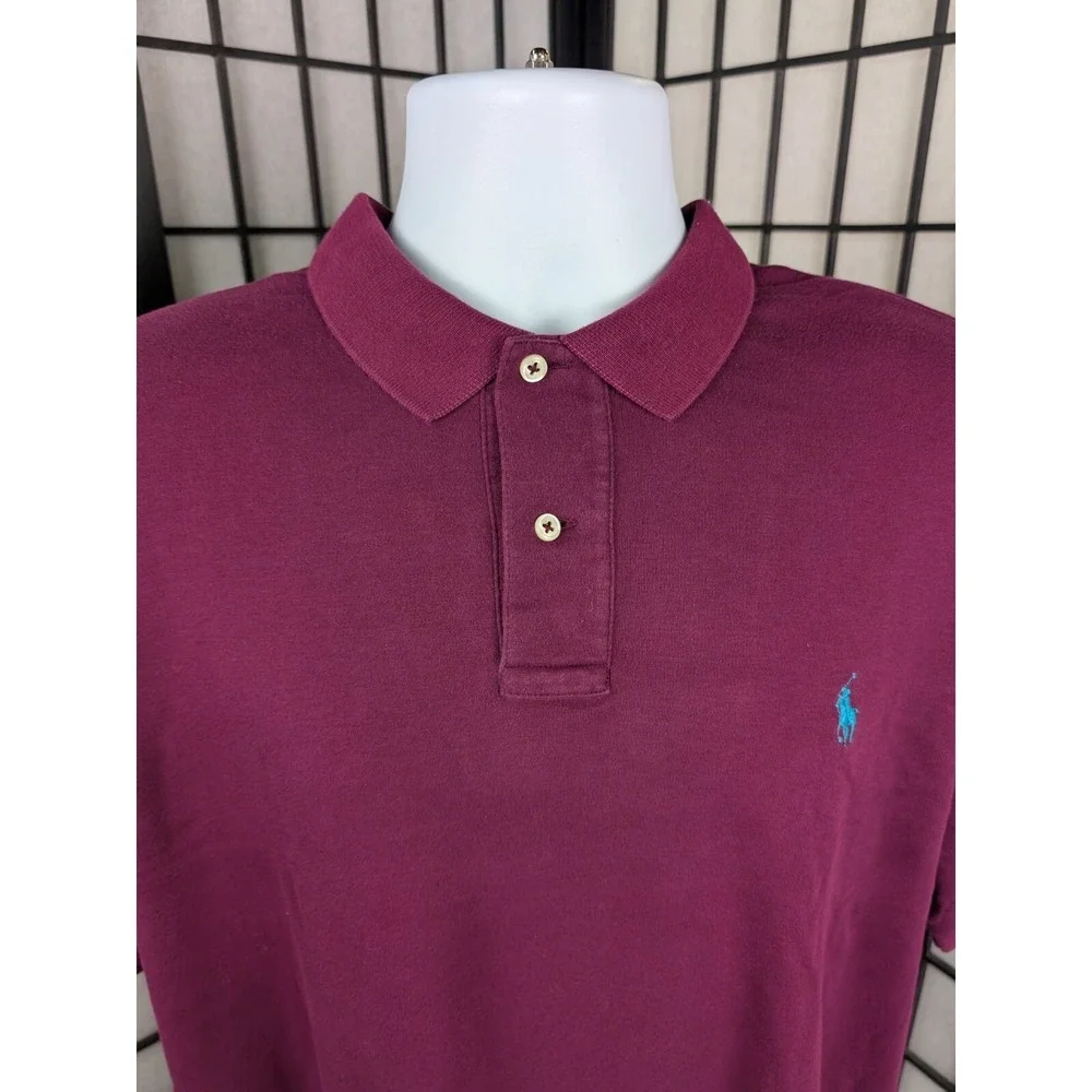 VTG Polo Ralph Lauren Marroon/Purple Short Sleeve Polo Shirt Men's Sz XL  EUC